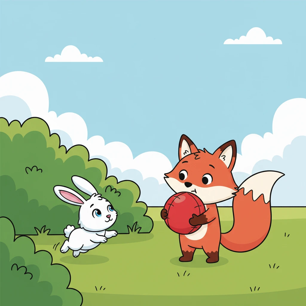 Benny Bunny hopped along, his nose twitching, from behind a bush. “Can I play? I want to pong!” he asked, his voice filled with hope. Fiona held the ball, unsure of what to do.