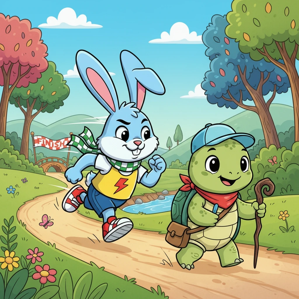 The Boastful Rabbit and the Steady Turtle - moral