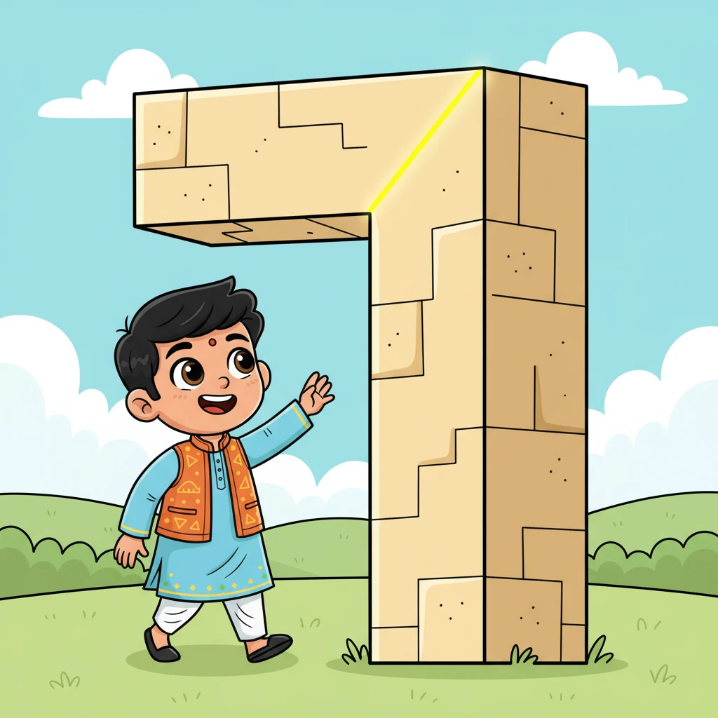 आगे चलकर रवि एक मज़बूत और स्थिर कोण से मिलता है। यह समकोण है, जो बिल्कुल 90 डिग्री का होता है और किसी इमारत की नींव जैसा दिखता है। यह कोण गर्व से सीधा खड़ा है।