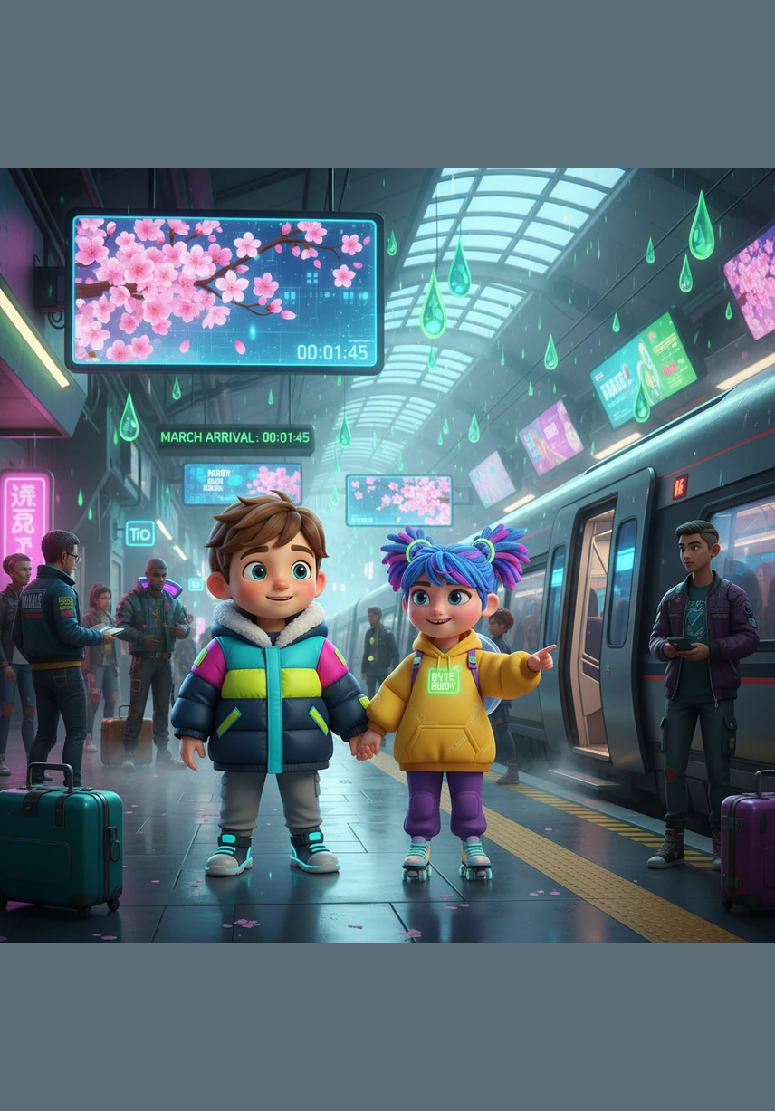 وصل القطار إلى محطة شهر مارس، حيث بدأت الطبيعة تستيقظ وتكتسي باللون الأخضر الجميل. شاهد سامي الزهور الملونة وهي تتفتح في كل مكان، واستمتع برائحة الربيع المنعشة والفراشات الملونة التي ترقص حوله في سعادة. هيا بنا إلى الشهر التالي!