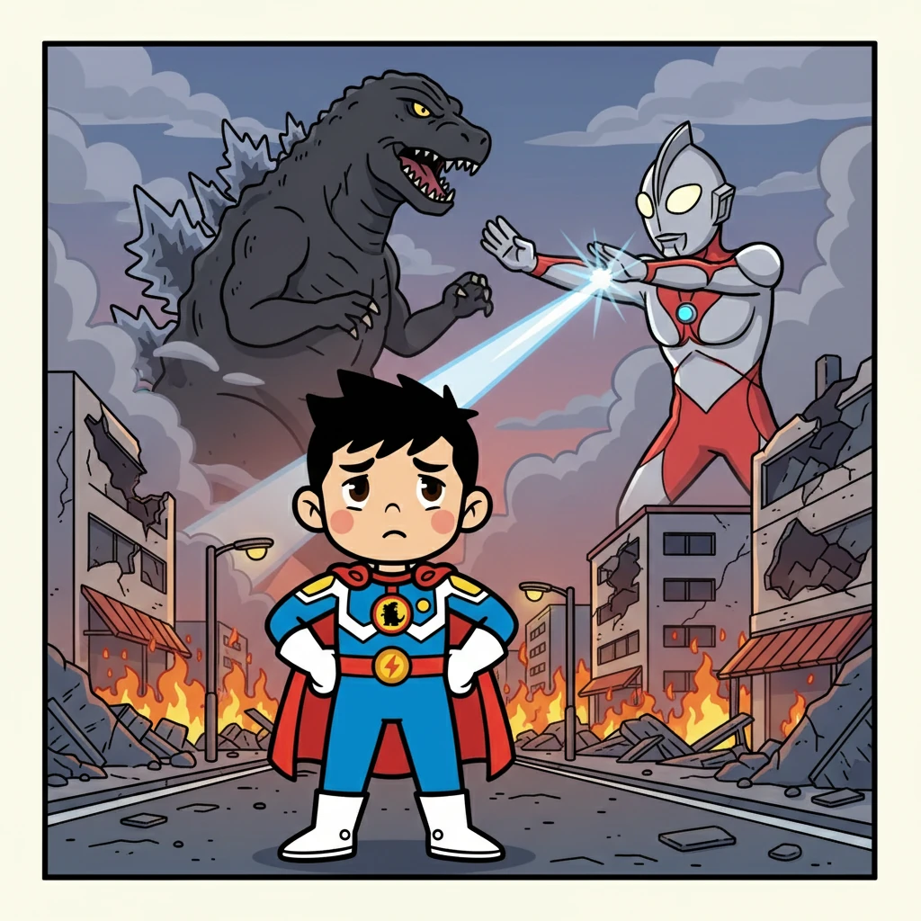 少年ダイチは、両親をゴジラに奪われ、深い悲しみに暮れていた。彼は、ウルトラマンの戦いを見て、復讐を誓う。ダイチは、ウルトラマンを助けるために、立ち上がる。