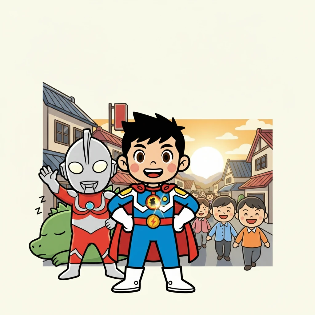 最後は、ウルトラマンとダイチの協力により、ゴジラは再び倒された。平和が訪れ、人々は未来へと歩み始める。ダイチは、希望の光を胸に、新たな旅に出る。