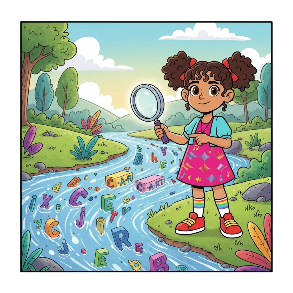 Más adelante, Sofía se encontró con un río que fluía con letras. El río le propuso un juego de omisión, sustitución y adición de fonemas. Sofía, con ingenio, transformó palabras, aprendiendo sobre la flexibilidad del lenguaje.