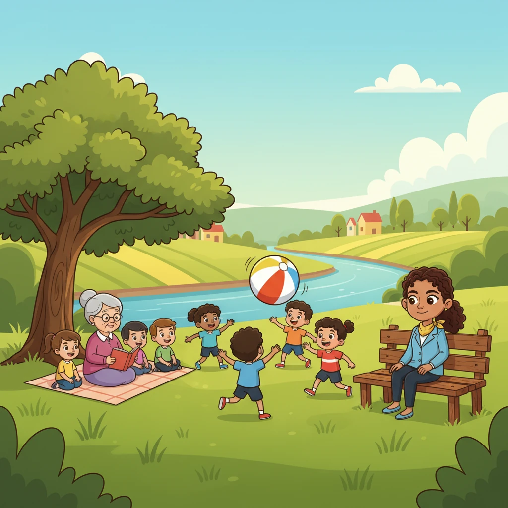 Peace returned to Green Valley. Children played happily again, birds chirped their songs, and Grandma Elara read her stories in the quiet afternoon. Ms. Anya smiled, watching the happy villagers, knowing that listening and finding solutions made the world a better place.