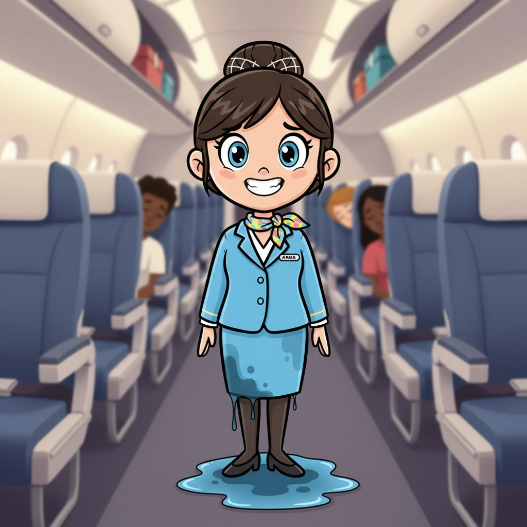 A dark, spreading dampness bloomed on her smart blue uniform trousers, quickly seeping down her tights and into her shiny shoes. Anna stood perfectly still, a fixed, wide smile plastered on her face, hoping no one would notice the tell-tale puddle growing around her. The landing felt like an eternity.