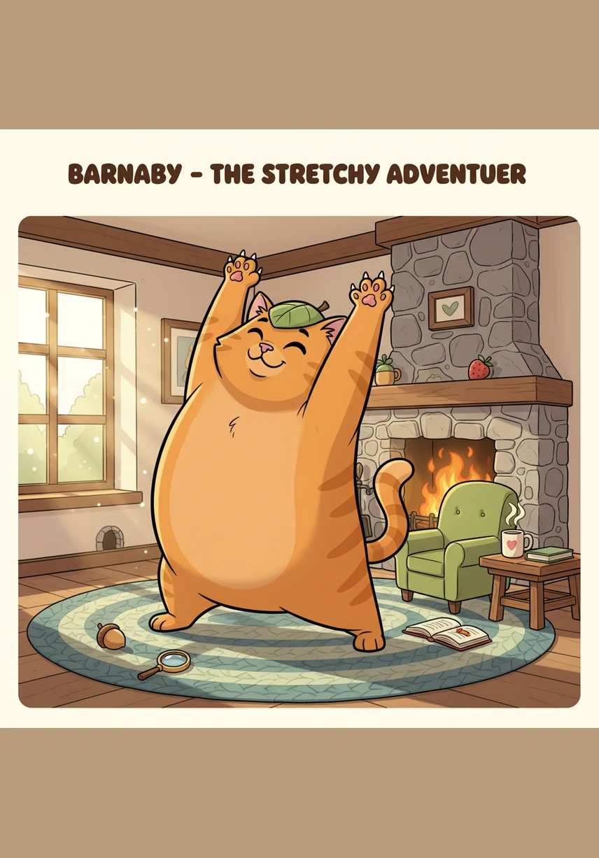 Barnaby the large ginger cat stretched his paws in a patch of golden sunlight on the living room rug. He was a champion napper, but his ears twitched at the slightest sound of a tiny squeak coming from the kitchen.