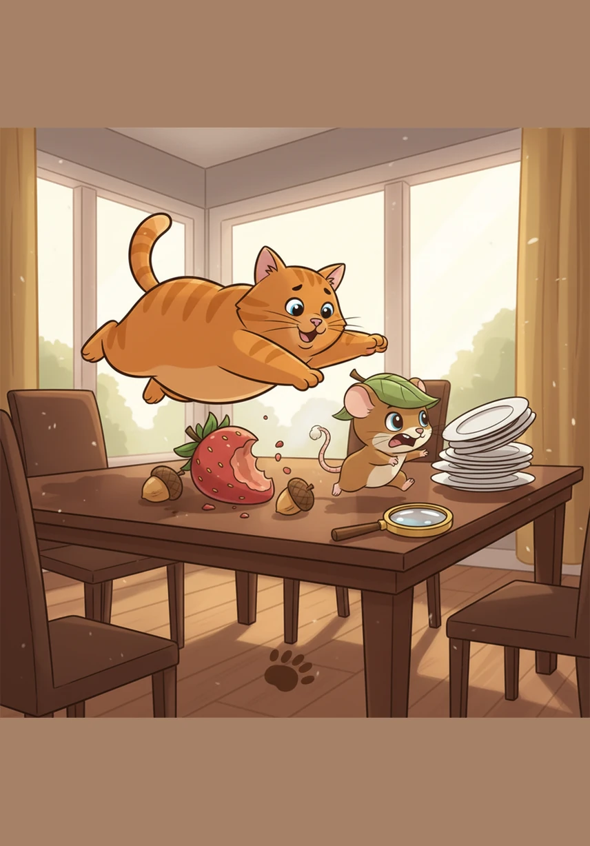 The chase was on as Barnaby lunged forward, his paws sliding across the polished wood while Pip zig-zagged through the legs of the dining table. It was a game they played every afternoon, filled with narrow misses and playful pounces.