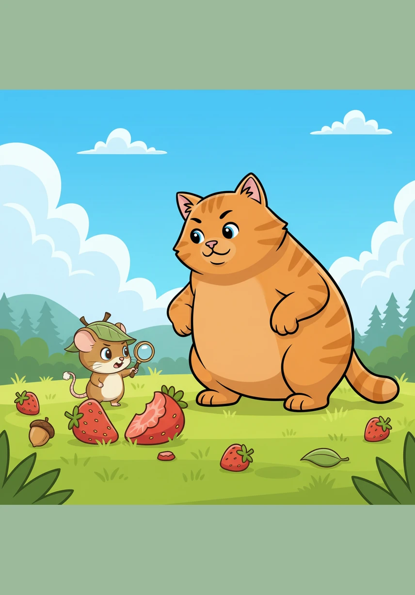 High above, a large shadow swept across the grass as a hungry hawk circled in the bright blue sky. Both Barnaby and Pip froze in fear, realizing they were far from the safety of their home and vulnerable in the open space.