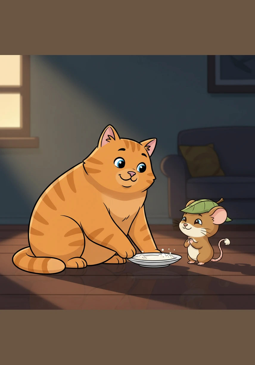 That evening, Barnaby pushed his saucer of milk toward Pip, inviting his small friend to share a midnight snack. They realized that having a friend to talk to was much better than having someone to chase around the house.