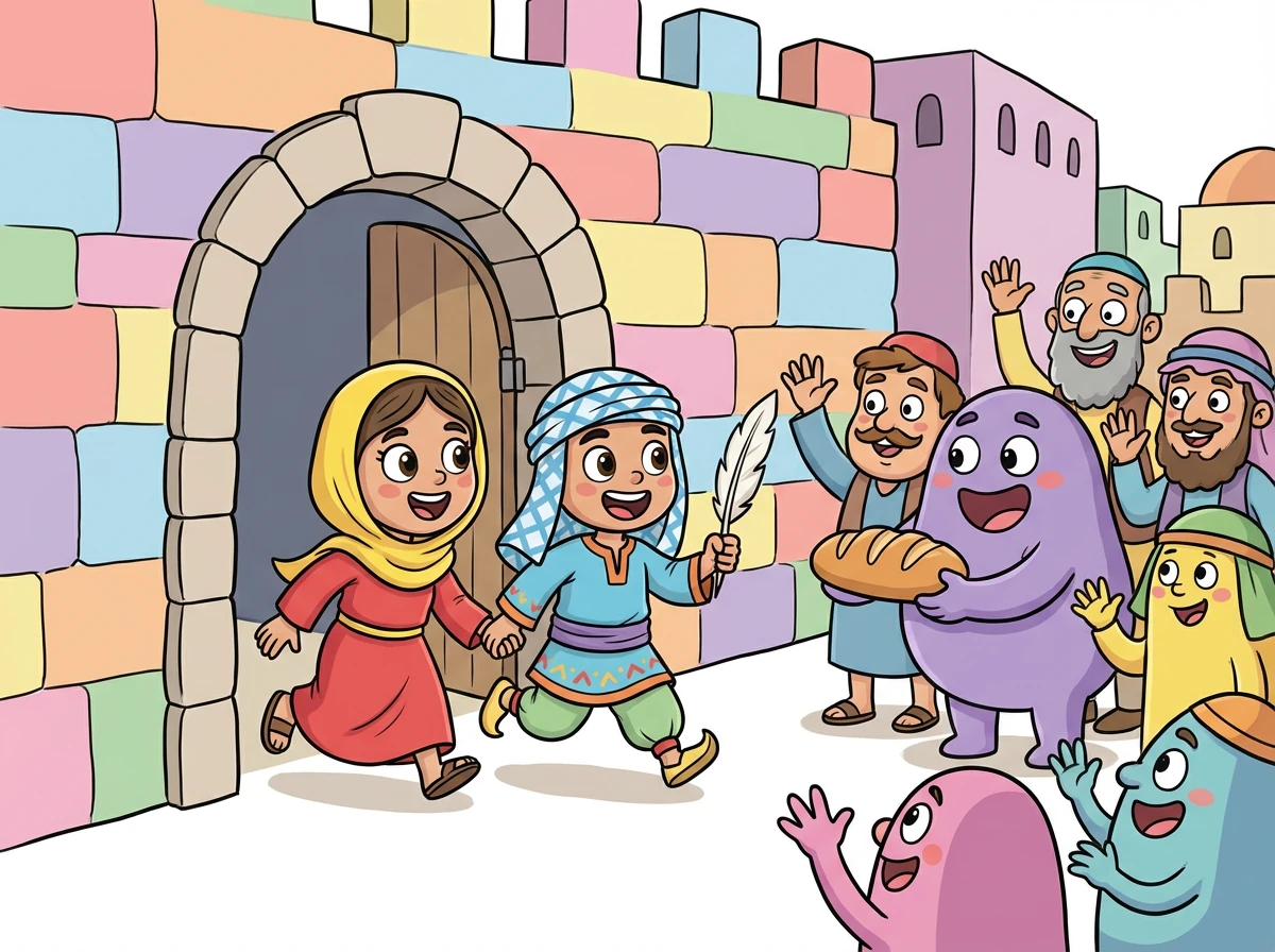 ذات يوم، قرر الاسم والفعل استكشاف ما وراء حدود حارتيهما. انطلقا في مغامرة مثيرة للقاء سكان المدينة الآخرين.