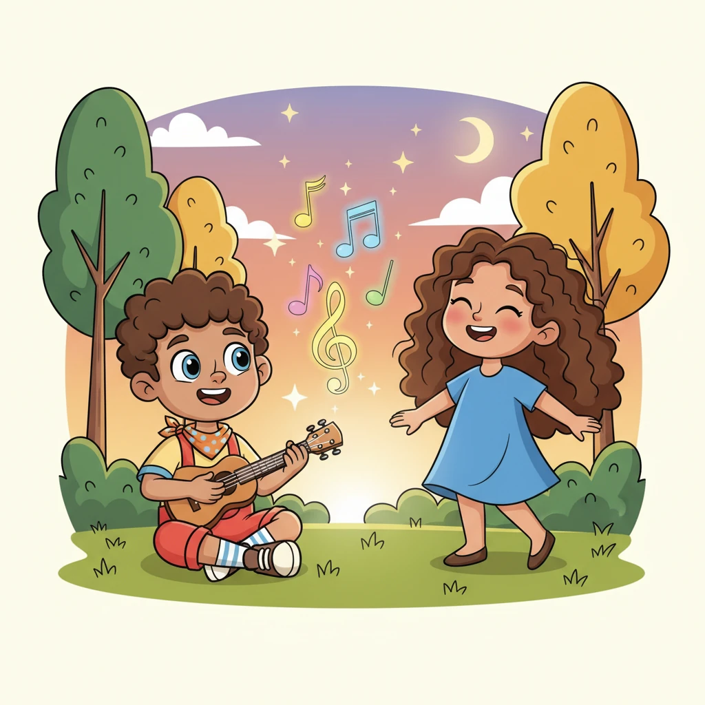 Narry, with her long, curly hair and bright smile, was equally enchanted by Tee's musical talent. She swayed to his rhythm, eyes closed, as the notes danced in the air around them. A palpable connection filled the evening, hinting at an exciting future ahead.