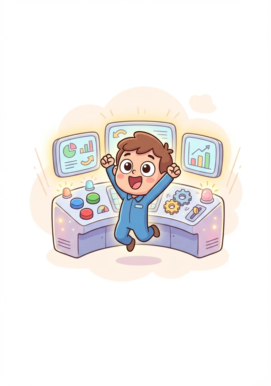 Después de semanas de trabajo duro, Alex finalmente termina su panel de control. Es una interfaz pulida, interactiva y optimizada. ¡Es perfecto!