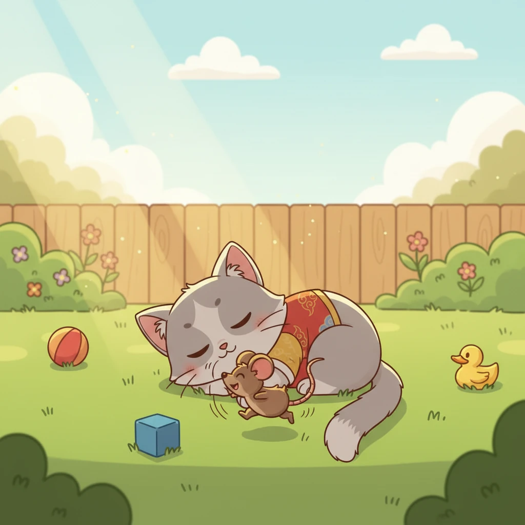 从那天起,咪咪和吱吱不再是单纯的追逐者和被追逐者。它们开始分享食物,甚至一起玩耍,咪咪懒洋洋地看着吱吱在它身边跑来跑去。