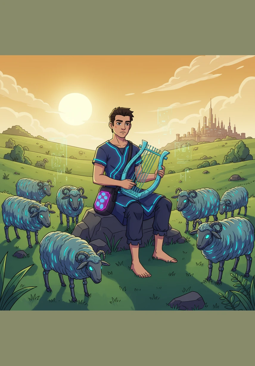 Di padang rumput Betlehem yang hijau, seorang pemuda bernama Daud menjaga domba-domba ayahnya dengan penuh kasih. Sambil memetik kecapi, ia menyanyikan lagu-lagu indah yang menenangkan seluruh kawanan di bawah sinar matahari yang hangat.