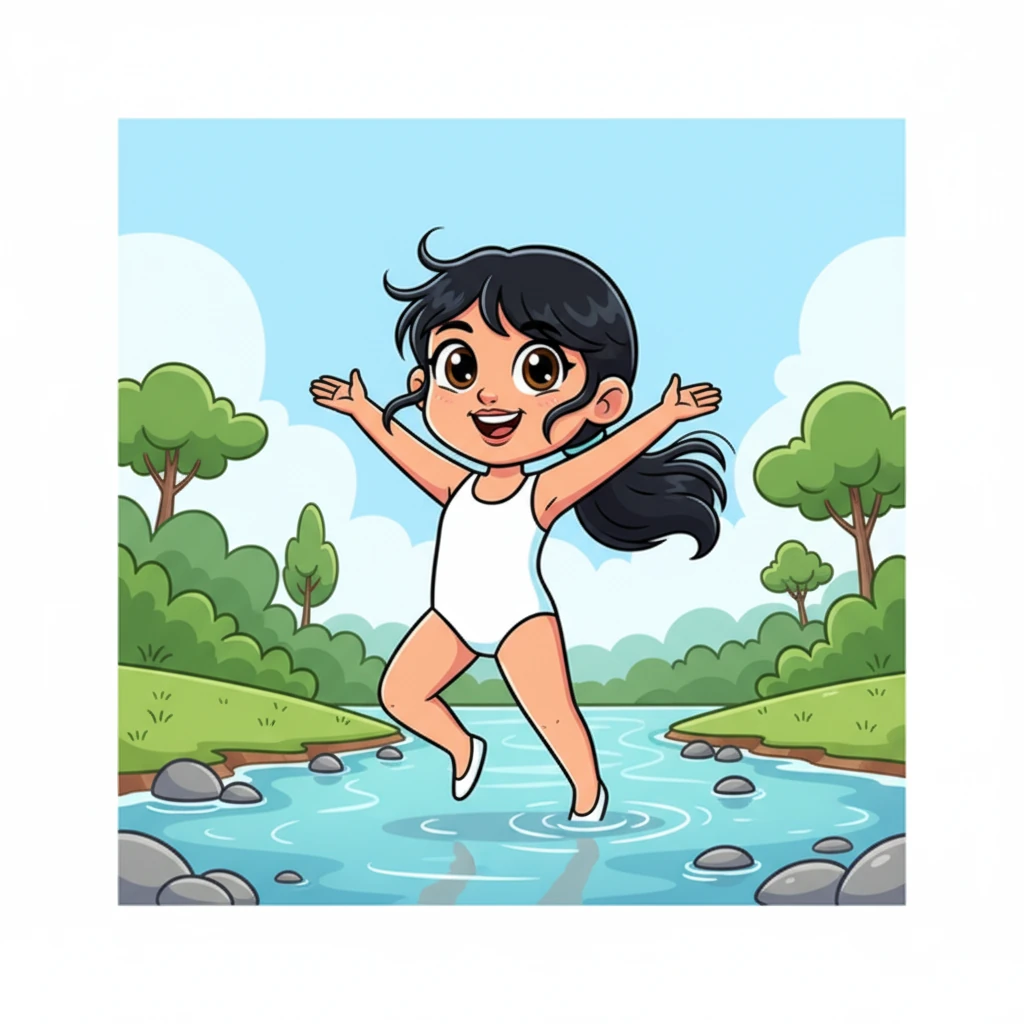 പുഴയുടെ തണുത്ത കാറ്റ് അവളുടെ മുടിയിഴകളെ തലോടി. വെള്ളത്തിൽ ഇറങ്ങാൻ തയ്യാറെടുക്കുമ്പോൾ, അവൾ മെല്ലെ കൈകൾ നീട്ടി ശരീരത്തിന് അയവ് വരുത്തി. അവളുടെ ഓരോ ചലനത്തിലും ഒരുതരം ആത്മവിശ്വാസവും മനോഹാരിതയും ഉണ്ടായിരുന്നു.