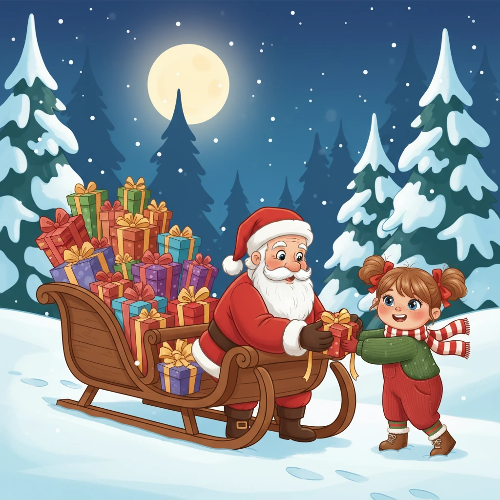 „Vielen Dank, kleiner Freund!“, sagte der Weihnachtsmann mit einem warmen Lächeln. „Da hätte ich unterwegs einen großen Schreck bekommen, wenn ich ein Päckchen nicht hätte ausliefern können.“ Gemeinsam befestigten sie das winzige Päckchen sicher am Schlitten, direkt neben den anderen tausenden Geschenken.