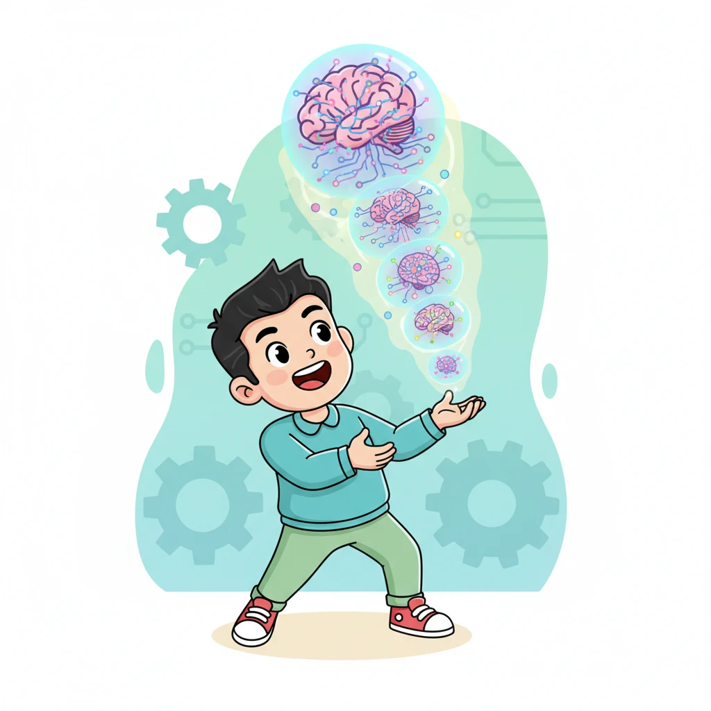 有了这个新方法，小智的机器不再是一个简单的感知器，而是拥有了好多好多层。每一层都学习不同的信息，就像大脑里不同的区域一样。他把这个强大的新系统叫做“深度神经网络”，它能处理比以前复杂得多的问题。