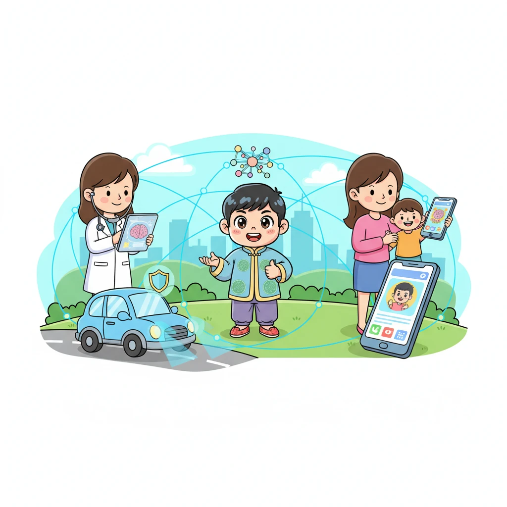 如今，小智的智慧网络已经融入了生活的方方面面。它帮助医生分析病情，让汽车更安全地行驶，还让我们的手机变得更智能。它就像一个无处不在的超级助手，让生活变得更加便捷。