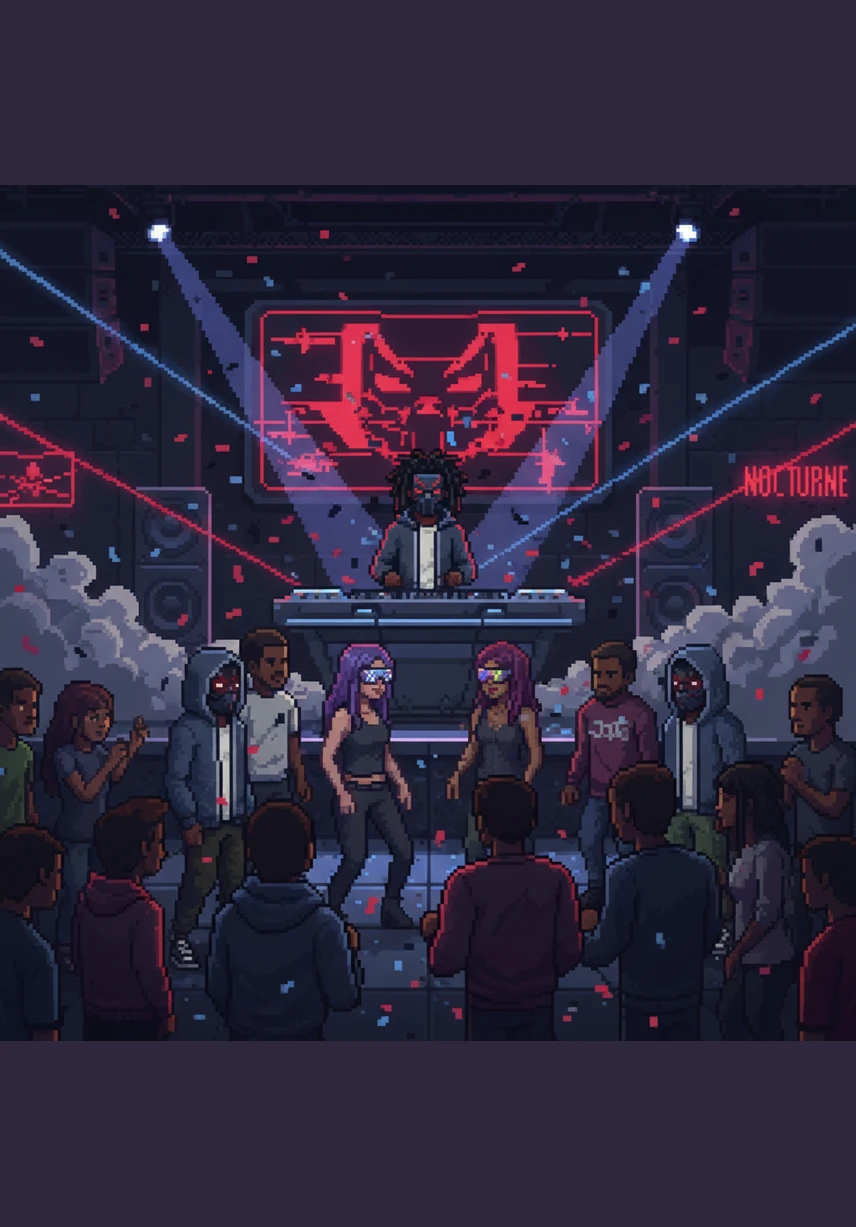 The club environment dissolves into a roaring inferno, recreating a burning building from their memories where the music is slow and agonizing. They must navigate the crumbling, fiery structures while the beat drags, testing their resolve to face the things they once tried to forget.