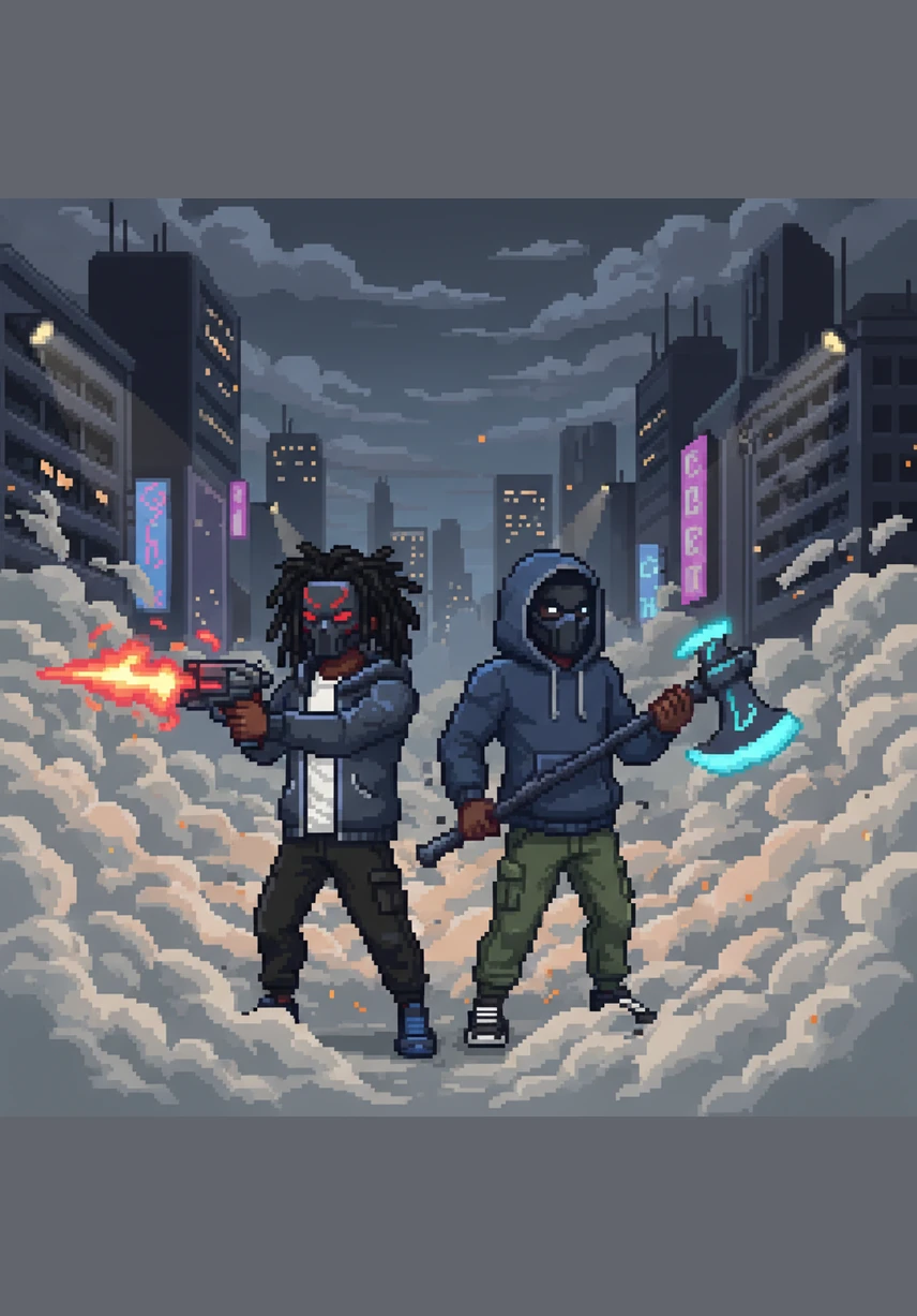 Out of the smoke emerge The Judges, towering shadowy figures with no faces who whisper accusations about fame and lost souls. They don't attack with speed, but with the heavy weight of guilt, walking slowly toward the twins as the floor glitches beneath their feet.