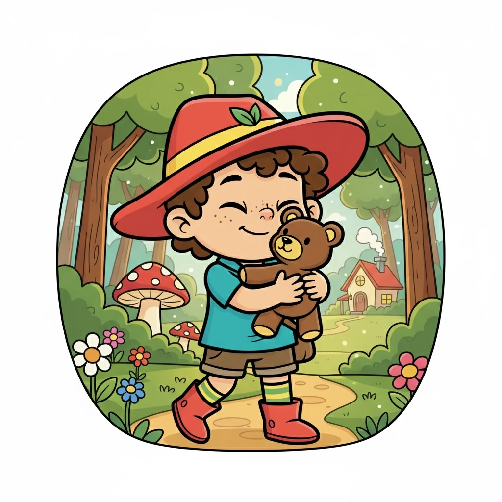 Abil keluar dari hutan, kembali ke rumah dengan boneka beruangnya. Ia memeluk erat boneka itu, mengingat semua pengalaman luar biasa yang telah ia alami. Hutan ajaib akan selalu menjadi tempat yang istimewa di hatinya.