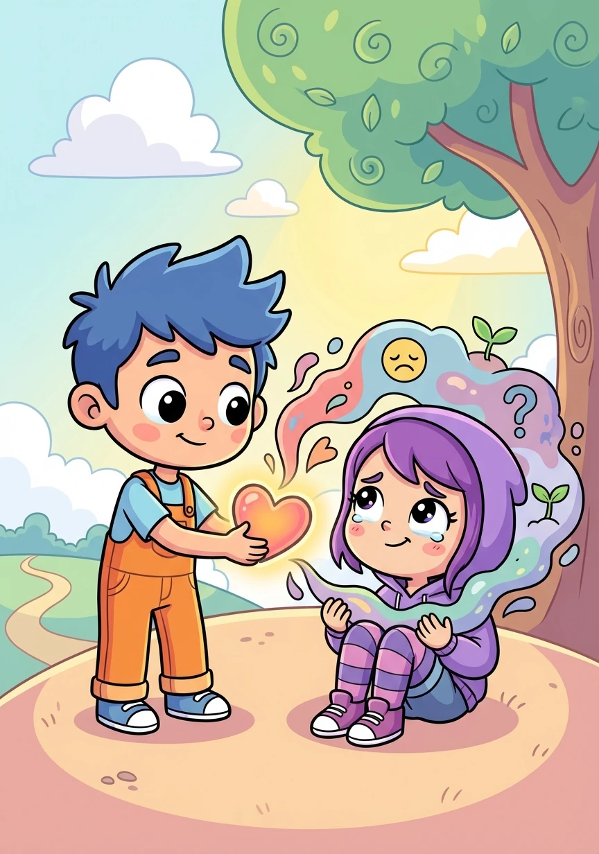 Kai helps his friend process their emotions, offering support and encouragement. A genuine connection forms, stronger than any algorithm.