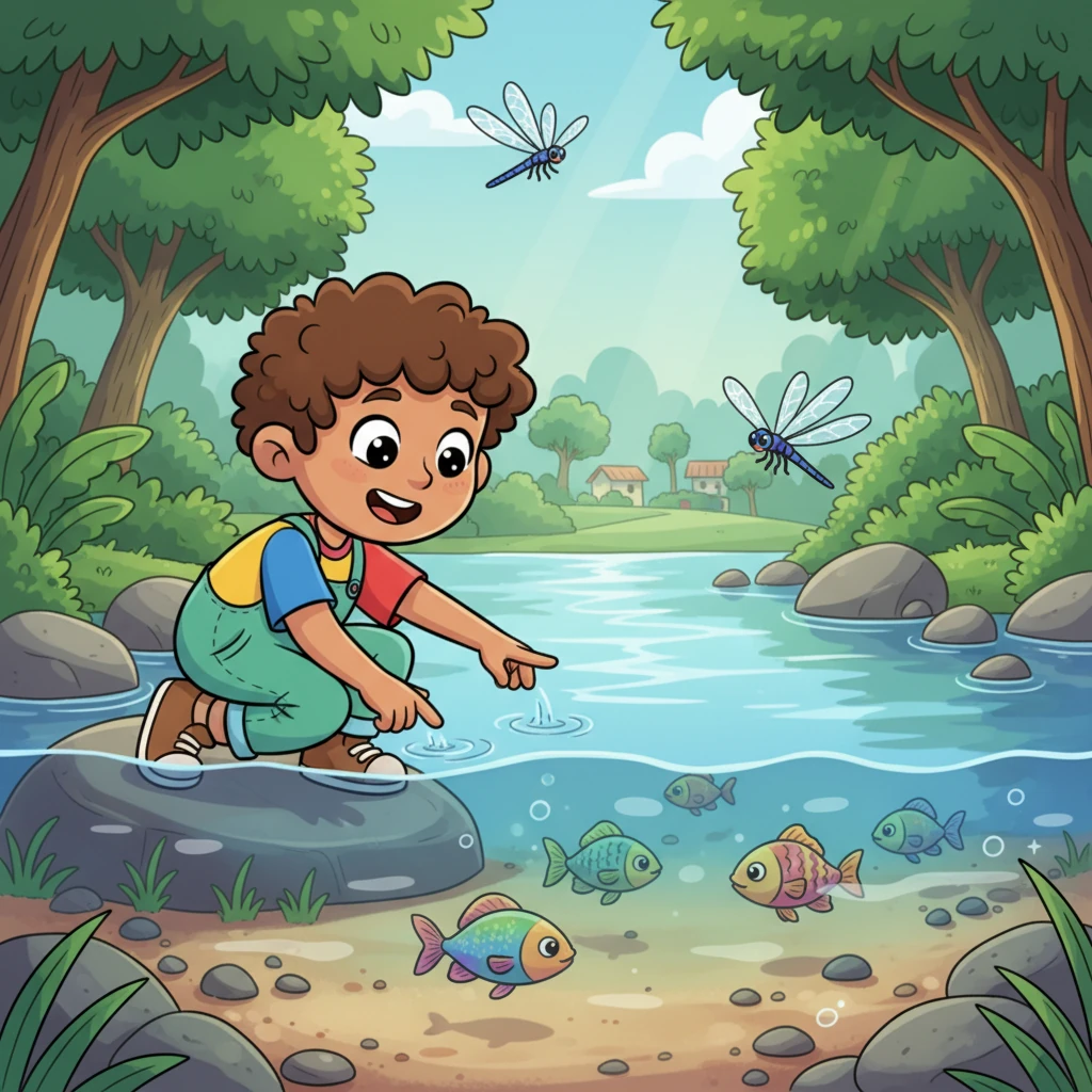 The Crystal River was the village's beating heart, so pure and clear you could see iridescent fish sharing secrets on the sandy bottom. Silver-winged dragonflies danced silent ballets above the surface, making the river a magical, living mirror. It was a place of wonder and endless joy for all who lived there.