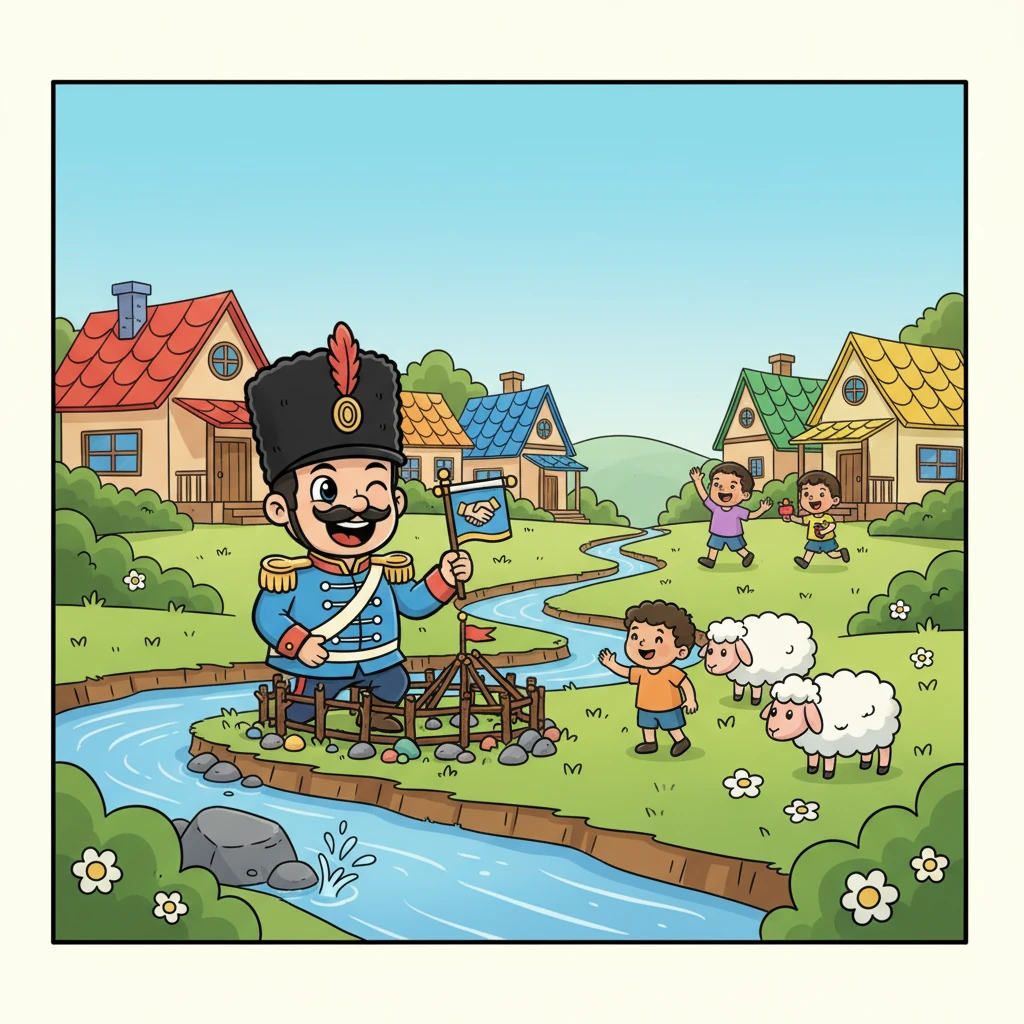 Over in Green Hill, the children enjoyed building little forts near the bubbling streams and watching the fluffy sheep graze. Their village had cozy houses with colorful roofs, and everyone worked together to make their land special. They were also very welcoming and enjoyed sharing their stories.