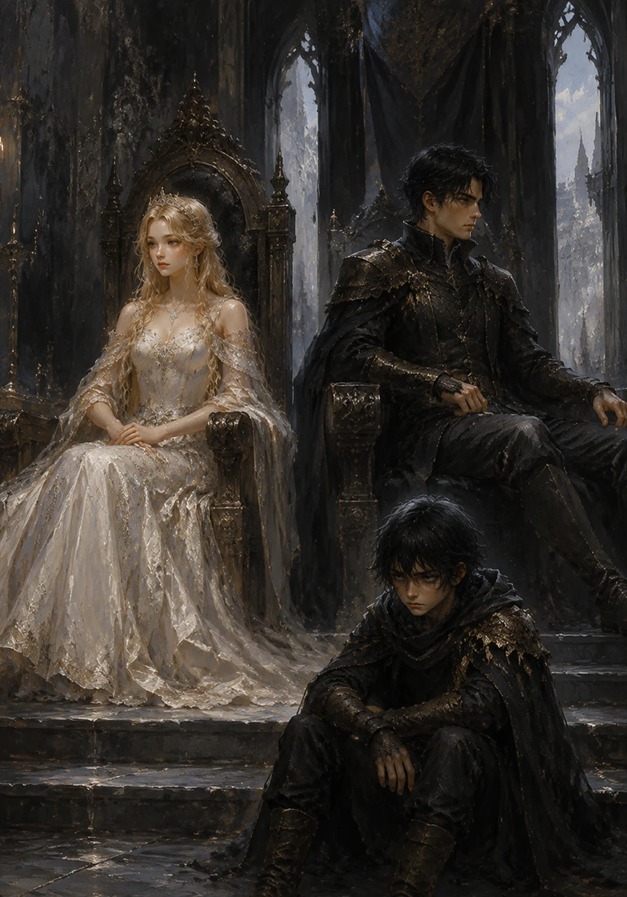 Inside the cold, obsidian halls of the Valdorian palace, Queen Seraphine sits beside the stern General Varek, surrounded by the oppressive weight of duty and political power. There is no warmth between the King and his Queen, only the remnants of an arranged marriage forged to secure the throne through blood and steel.