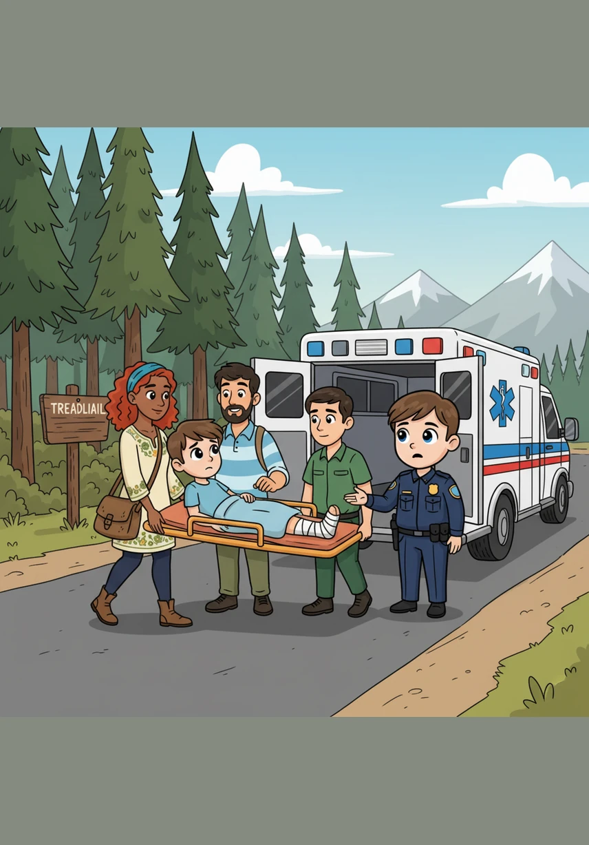 Liam felt the rush of cool air as he was lifted onto a soft stretcher and wheeled toward the waiting ambulance. The paramedics worked quickly to wrap his badly broken leg in a splint while he watched the flashing lights through the window.
