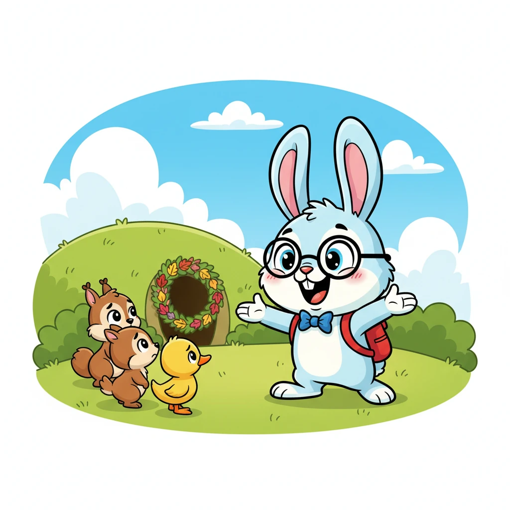 Boni merasakan hati kecilnya terenyuh melihat teman-temannya. Sebuah ide cemerlang muncul di benaknya yang cerdas. Dengan senyum lebar, ia melambaikan tangannya dan mengajak mereka masuk ke sarangnya. "Jangan sedih! Ikut aku!" serunya.