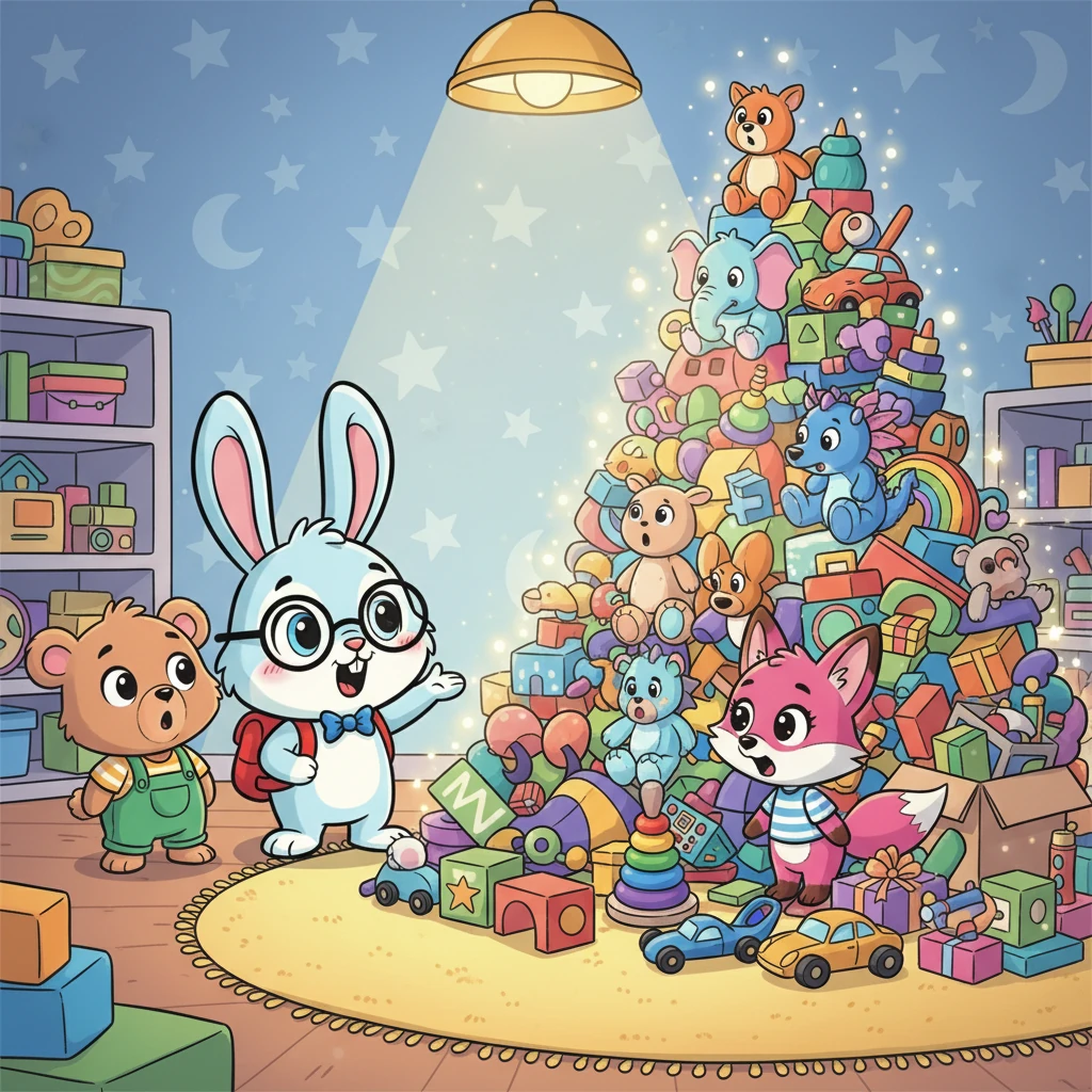 Mata teman-teman Boni melebar saat mereka melangkah masuk. Mereka melihat tumpukan mainan yang luar biasa, bersinar dalam berbagai warna di bawah cahaya. Ada begitu banyak mainan yang belum pernah mereka lihat sebelumnya.