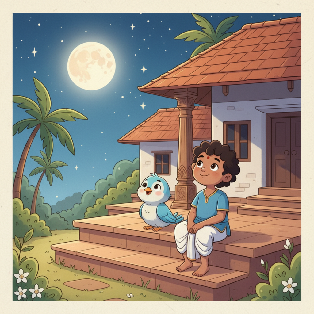 அன்று இரவு, நிலா வெளிச்சத்தில் கண்ணனும் சிட்டுவும் வீட்டின் திண்ணையில் அமர்ந்து வானத்தைப் பார்த்தார்கள். உண்மையான அன்பு யாரையும் கைவிடாது என்பதை உணர்ந்தவாறு, இருவரும் மகிழ்ச்சியுடன் உறங்கச் சென்றார்கள்.