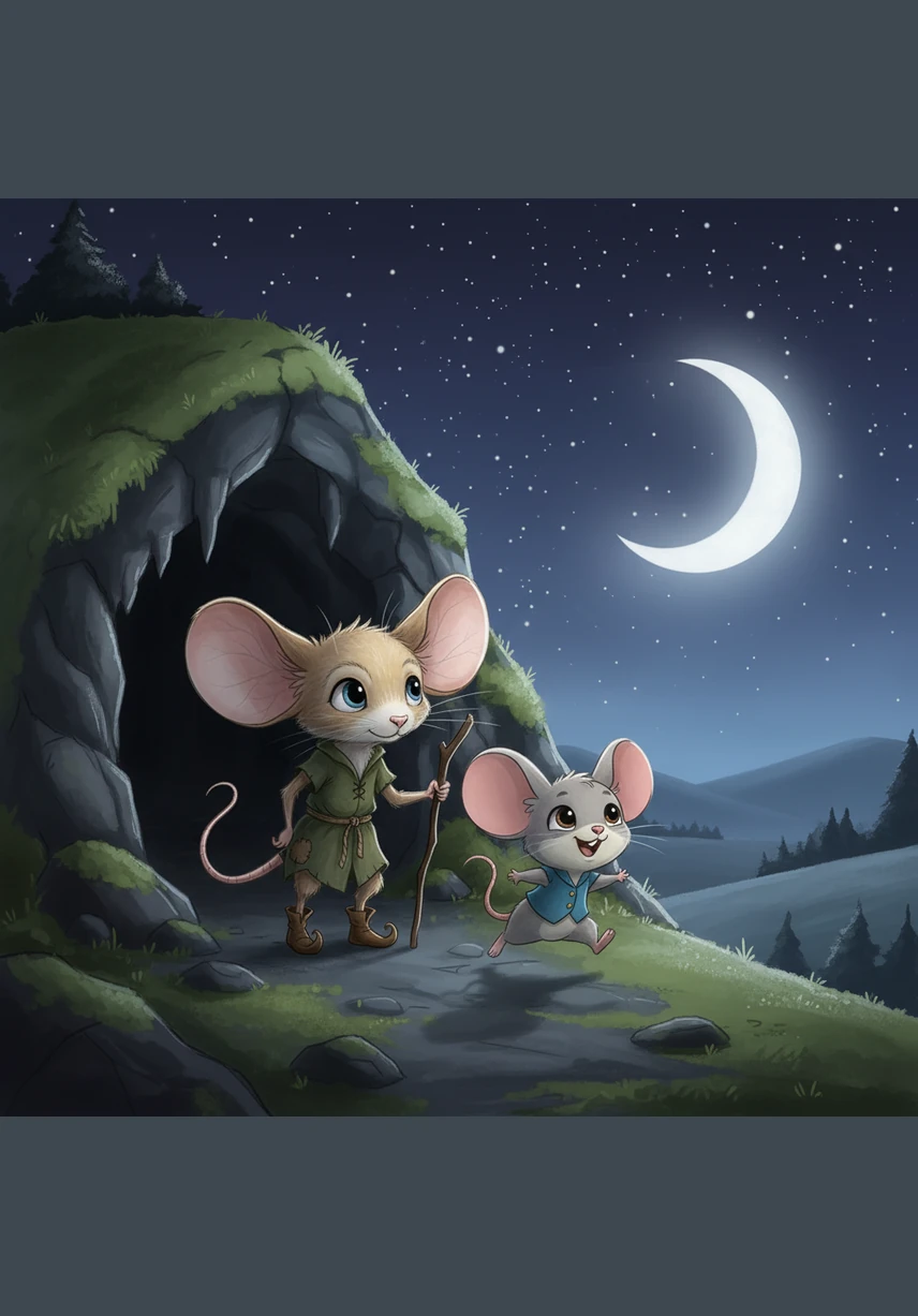 The two friends scurried back toward the entrance, bursting out into the beautiful, starlit night. Pip looked back at the cave and realized that while the dark was still there, his love for his friend was much stronger than any shadow.