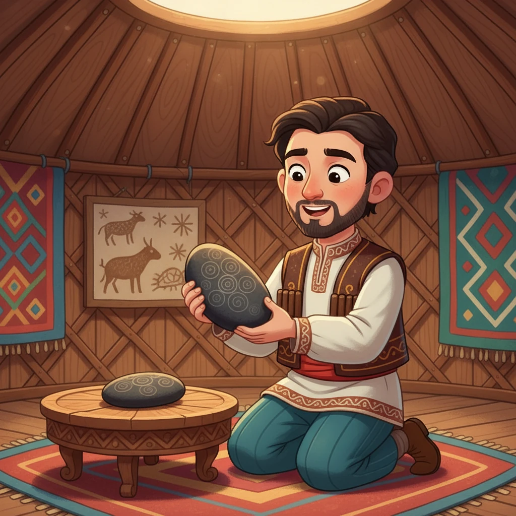 Әкесі тасты зерттеп, оның тоғызқұмалақ тасы екенін айтты. Бұл тас ежелгі заманнан қалған, тарихи құнды жәдігер екен.