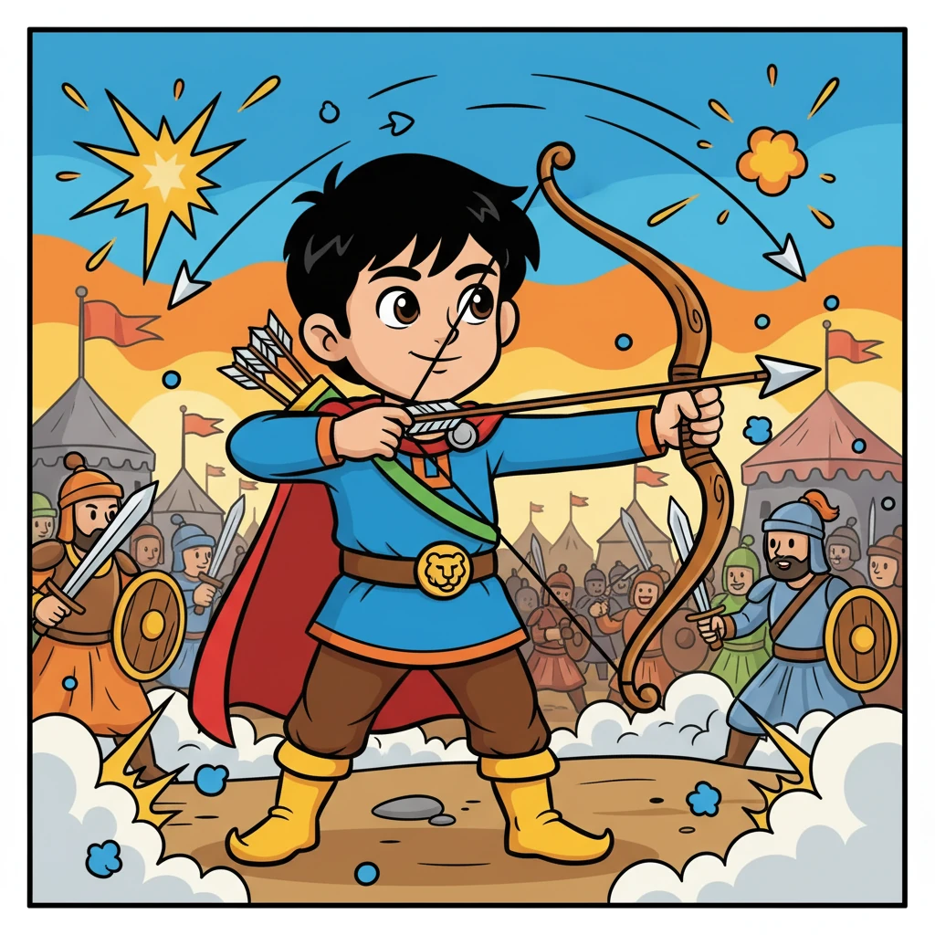 With renewed resolve, Arjun raised his Gandiva, his legendary bow. Arrows flew, each one a testament to his skill and determination. The battlefield became a canvas of conflict, where courage and strategy decided the fate of the war.