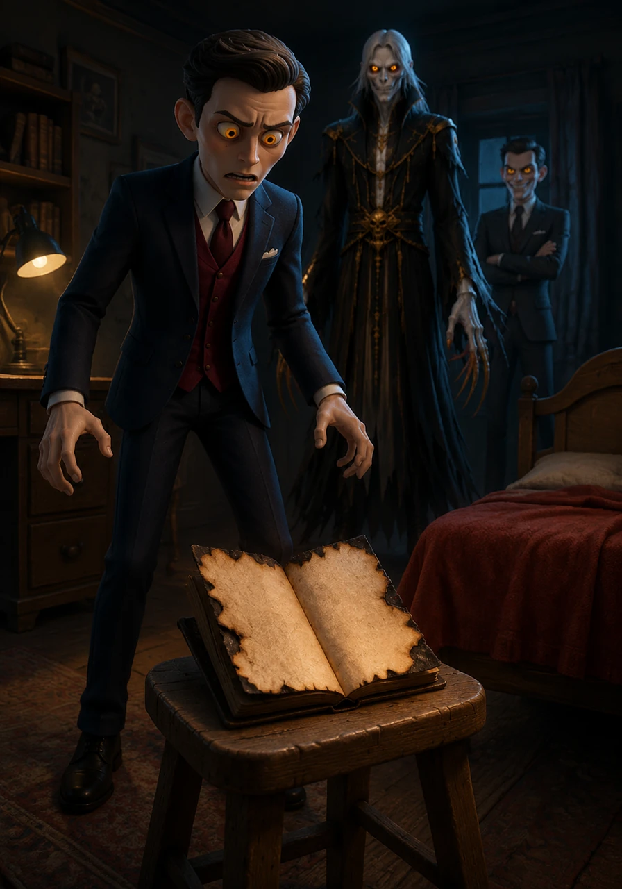 Akira notices that the notebook has moved from his study desk to an old stool beside his bed, opened to a fresh page. At the bottom of the burnt paper, new words have appeared on their own, welcoming him to a game he never intended to play.