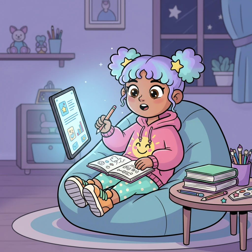 Days turn into weeks as Riya diligently watches online videos, her face illuminated by the screen. She eagerly takes notes, absorbing every bit of information about art, creativity, and running a business.