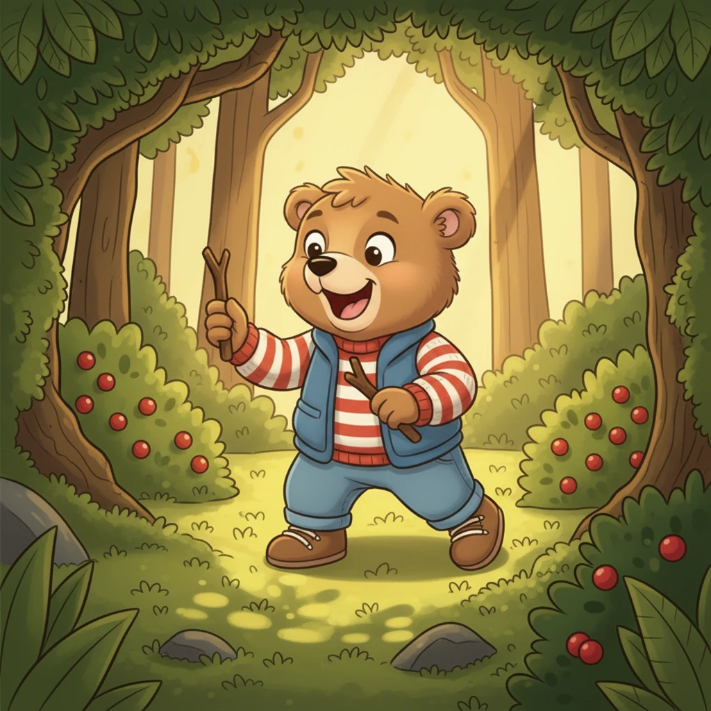 Barnaby's eyes widened. He carefully tasted a berry, and a happy grin spread across his face. They were sweet and tangy, just as delicious as honey in their own special way. He realized there were many wonderful things to eat in the forest.