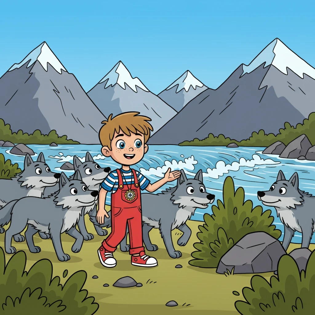 Léo et les loups se mirent en route. Ils traversèrent des rivières tumultueuses et grimpèrent des montagnes escarpées. Léo montrait aux loups comment se cacher et se faufiler, et les loups protégeaient Léo.