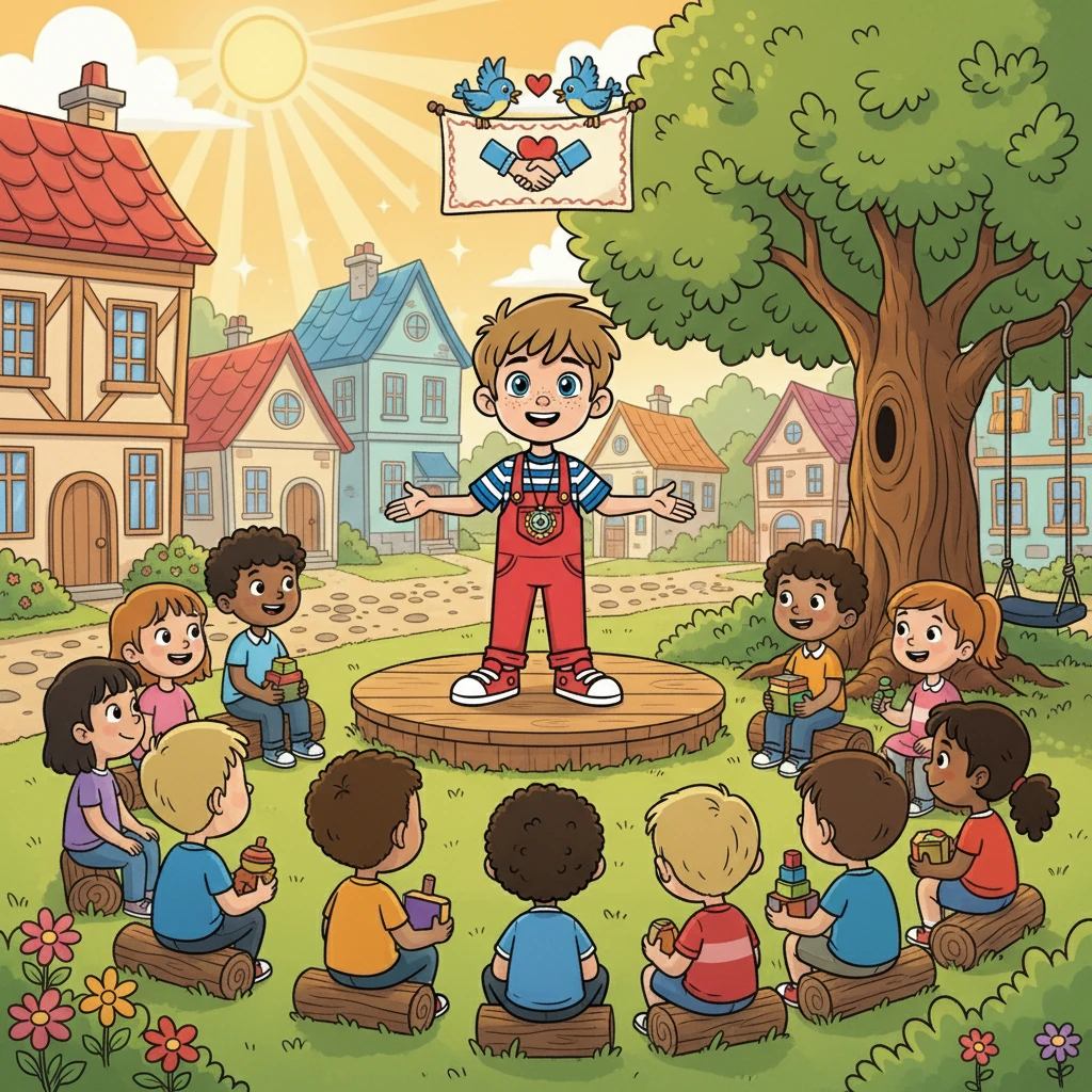 Léo expliqua aux enfants du village l'importance de l'honnêteté et du partage. Il leur rappela que la vraie richesse réside dans l'amitié et la solidarité.