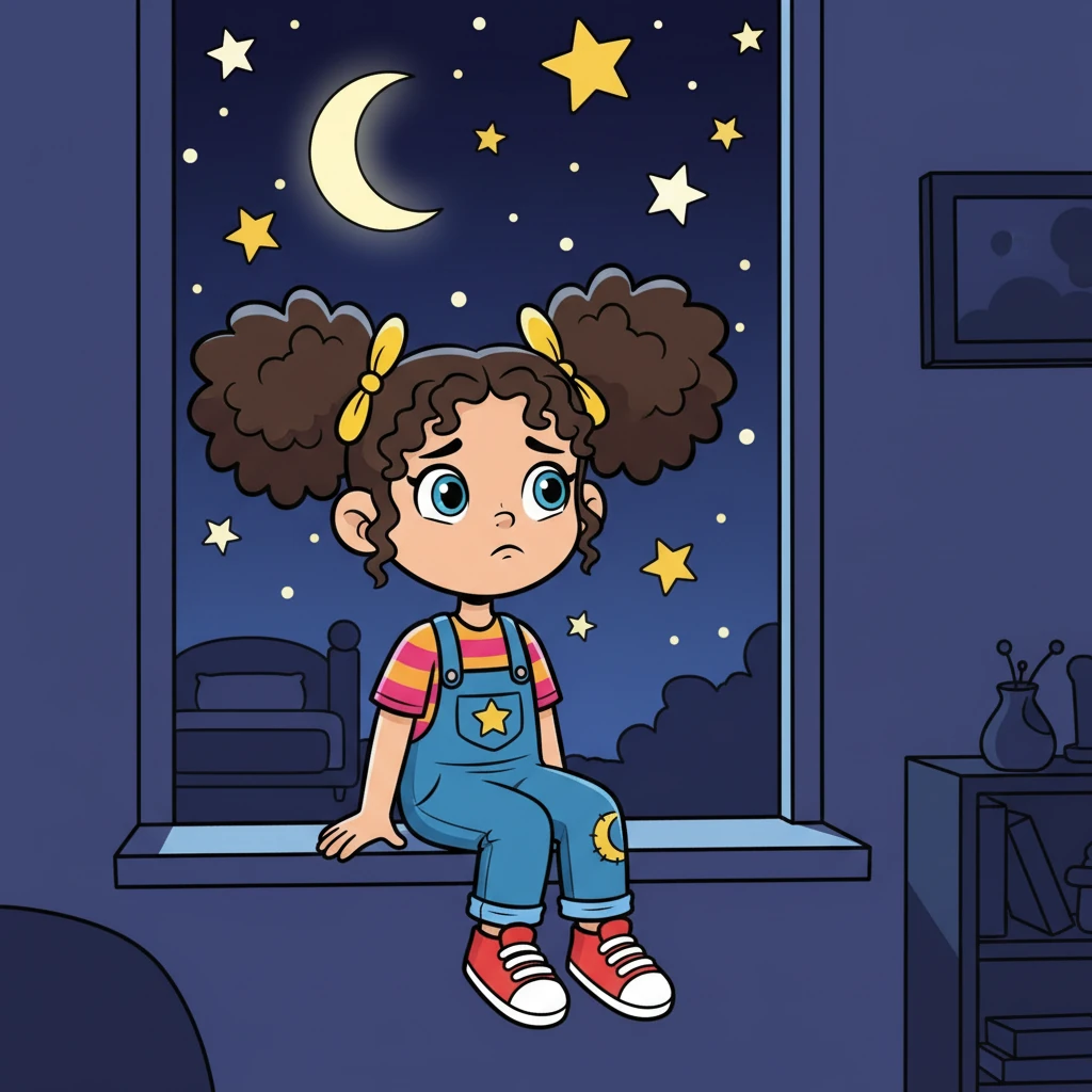 Em uma noite escura, Beatriz estava sentada perto da janela, olhando para as estrelas cintilantes. Ela sentia uma tristeza inexplicável.