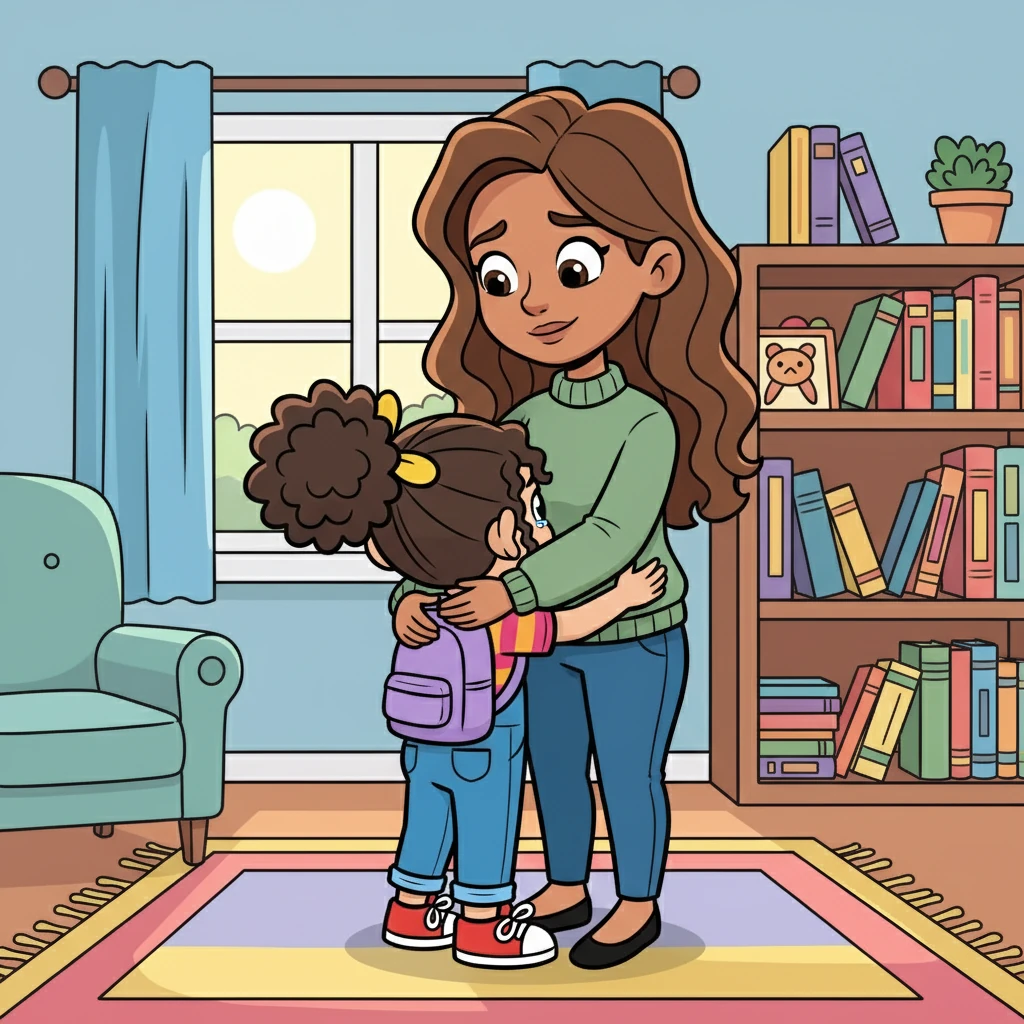 Sua mãe, percebendo sua angústia, se aproximou e a abraçou. Ela explicou que todos, às vezes, sentem-se desobedientes e frustrados.