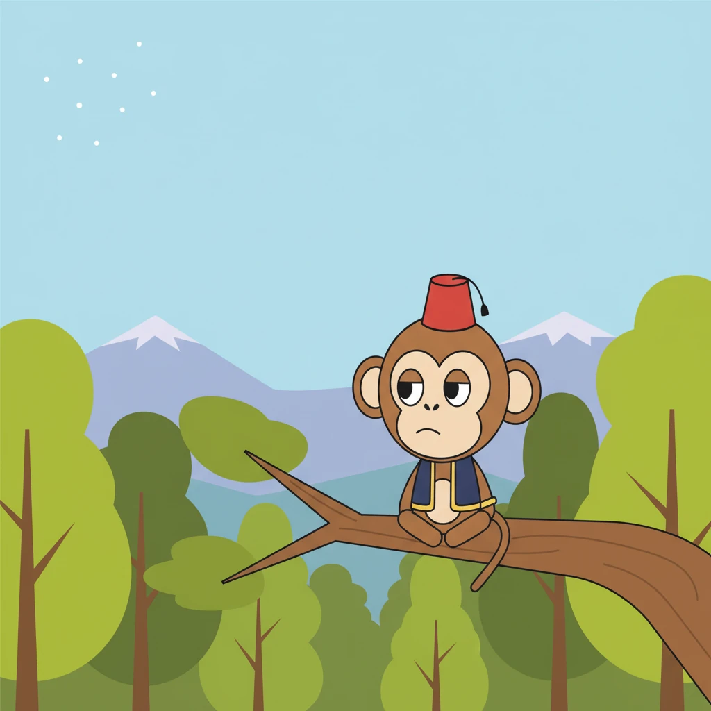 كان فلفل، القرد الصغير، يشعر بالملل في غابته الخضراء المورقة. كانت الأشجار متشابهة، والأيام تمر ببطء، وكان يحلم بمغامرة جديدة وعالم مختلف مليء بالإثارة. جلس على غصن شجرة سميك، يحدق بعينين واسعتين نحو الألالئ البعيدة.