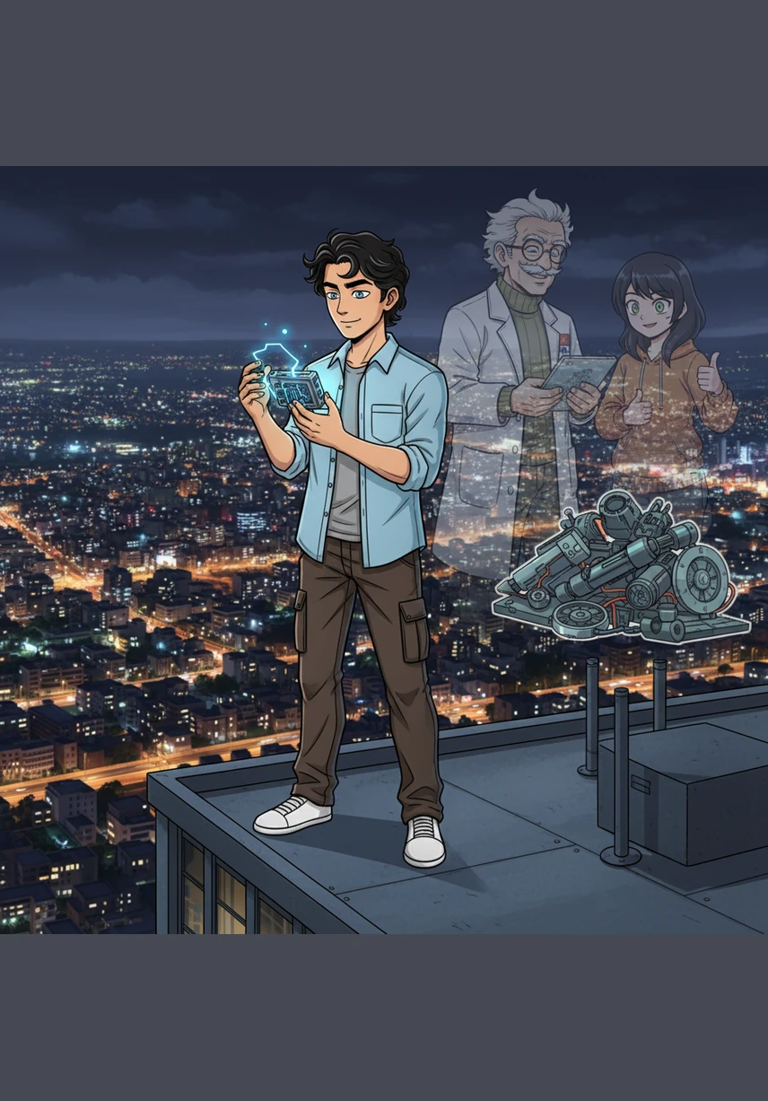 Standing on a rooftop overlooking the sprawling lights of Pune, Aarav looks at a small, sophisticated device he has built. He understands now that he is the bridge between two worlds, and he chooses to use his enhanced mind to tear down the walls of the corrupt system.