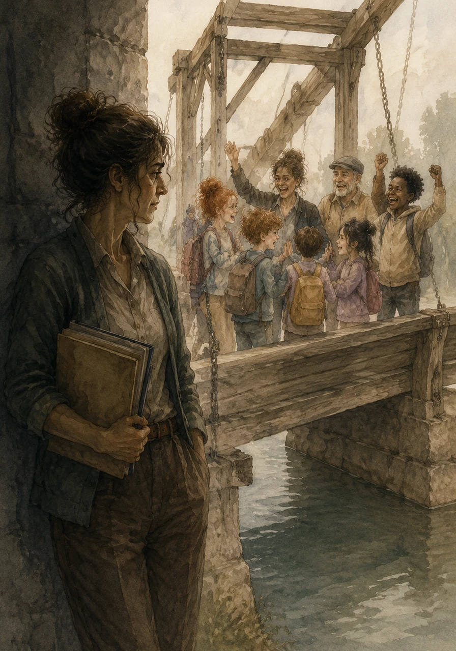 From his lonely spot, Federico watches the group laughing as they finally get the drawbridge to work. He feels a heavy lump in his throat, realizing that his 'commanding' hasn't made him a leader, but has left him on the outside looking in. He realizes that his bossy words were just a shield to hide how much he wanted to be noticed and valued.