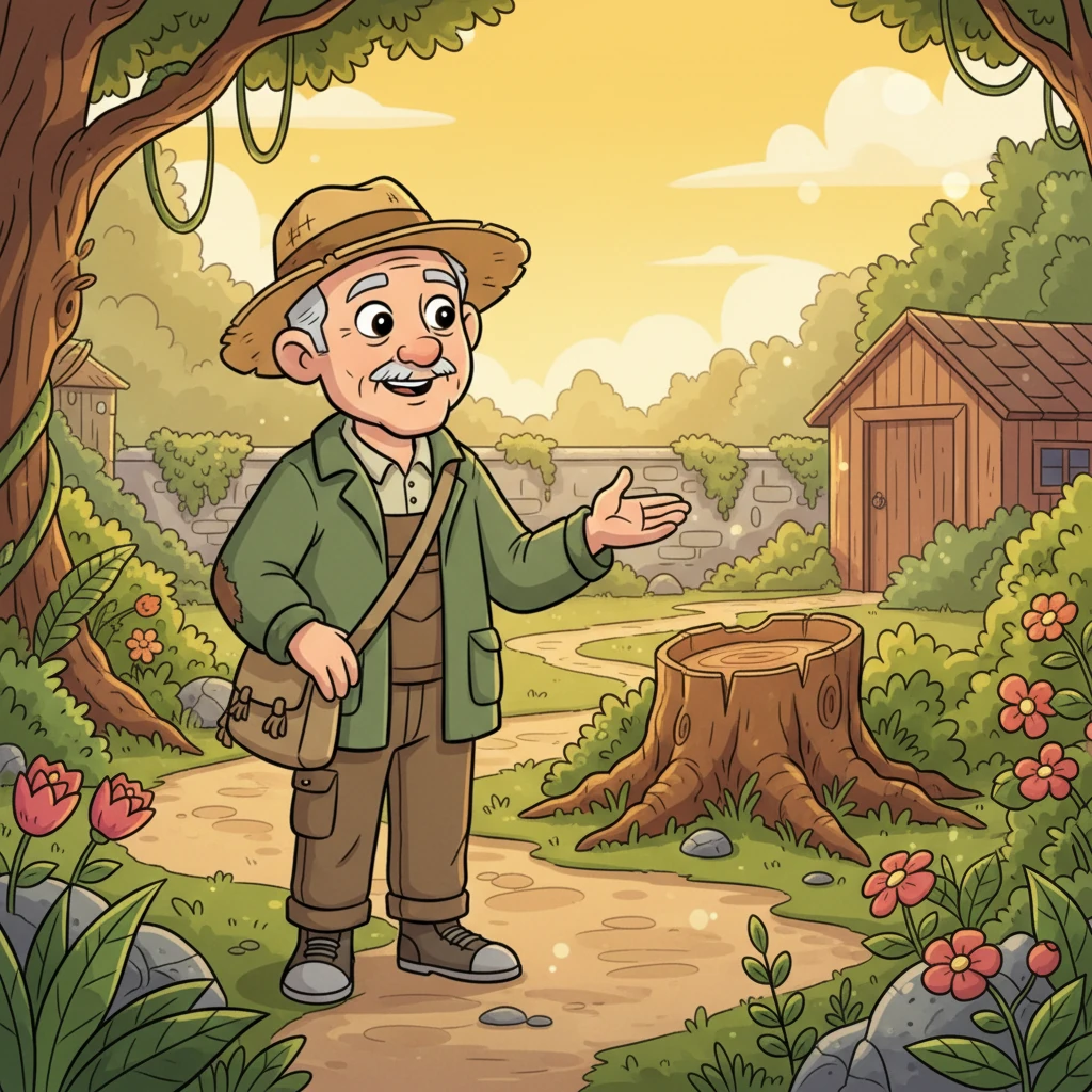 Suddenly, an older groundskeeper appears, a gentle smile on his weathered face, his presence calm and reassuring. He explains to Evan that this isn't a garden of finished products, but a special place where all 'becoming' happens. Growth here is slow, he says, often tangled and invisible before it finally blossoms into view.