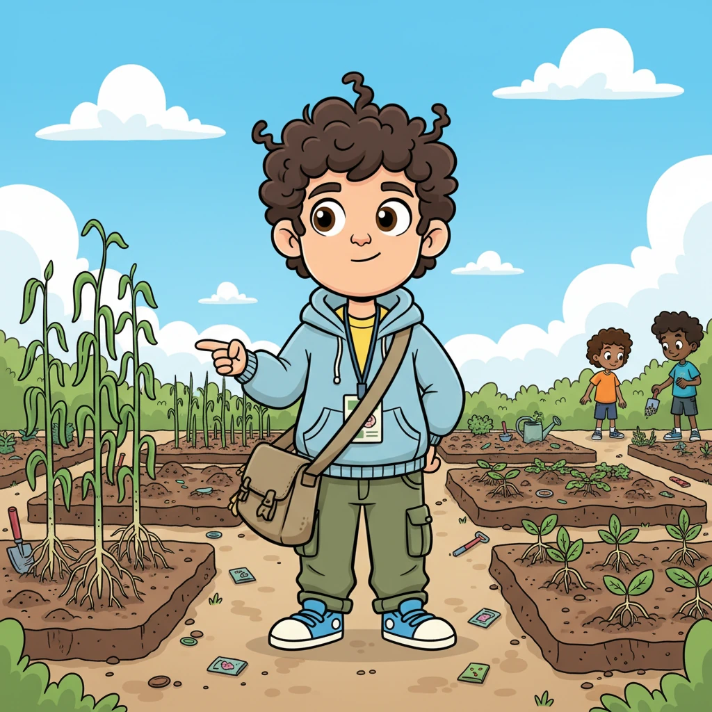 Evan starts to truly look around, his initial unease slowly fading as he notices distinct plots, each belonging to a different student. He sees that no one's garden is completely finished, and no one's is perfect. Some plants look strong on top but have delicate roots, while others appear small yet are deeply anchored and resilient.