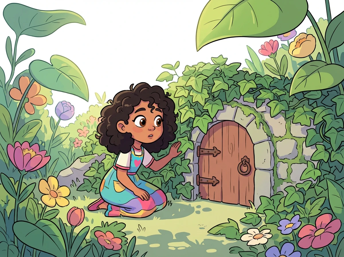 Un día, mientras exploraba el jardín, Sofía encontró una puerta pequeña y oculta entre la hiedra. La puerta estaba cerrada, pero Sofía sintió una extraña curiosidad.