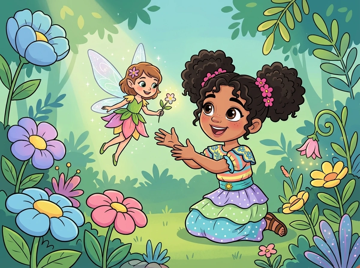 En el jardín secreto, Sofía conoció a una pequeña hada llamada Lila. Lila era la guardiana del jardín y se alegró mucho de tener una nueva amiga.